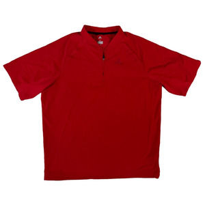 ADIDAS Men’s 1/4 Zip‎ Athletic T-Shirt Medium Red Hem-Bungee Strap Vented